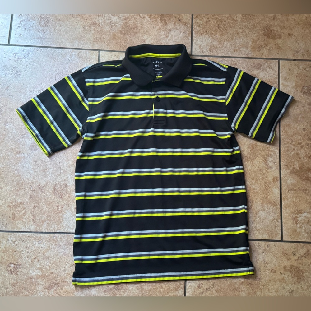 George Black Polo with Neon Yellow Accents